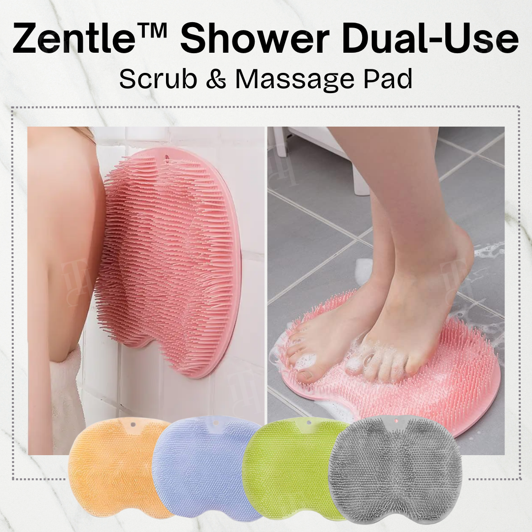 🚿Zentle™ Shower Dual-Use Scrub  Massage Pad: Safe, Stable & Hands-Free.