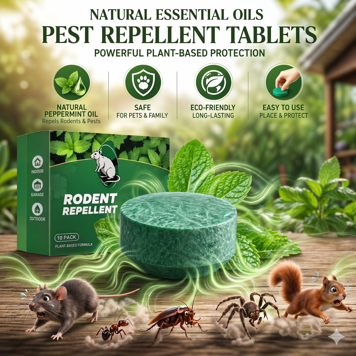 RZXEA™ 💥LAST DAY SALE 50%OFF💥🟢 Natural Peppermint Rodent Repellent Tablets – 10 Pack